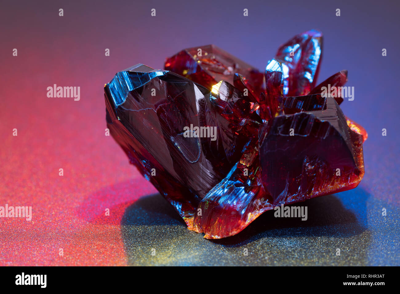 Gemstone nugget. Transparent Raw Ruby Stock Photo