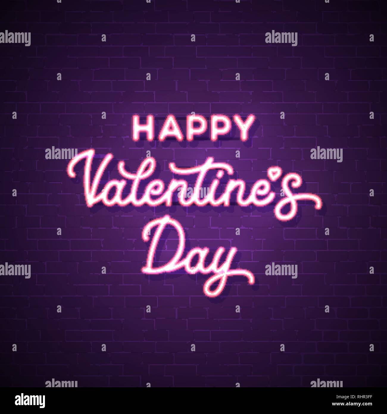 Happy Valentines Day. Neon lettering inscription Stock Vector Image ...