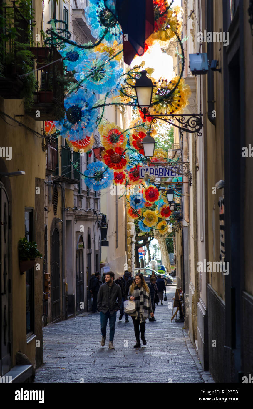SALERNO, ITALY - View of the streets town of Salerno.Salerno is one of the  towns of the Sorrento Coast. narrow street in historical area Stock Photo -  Alamy, image size:861x1390