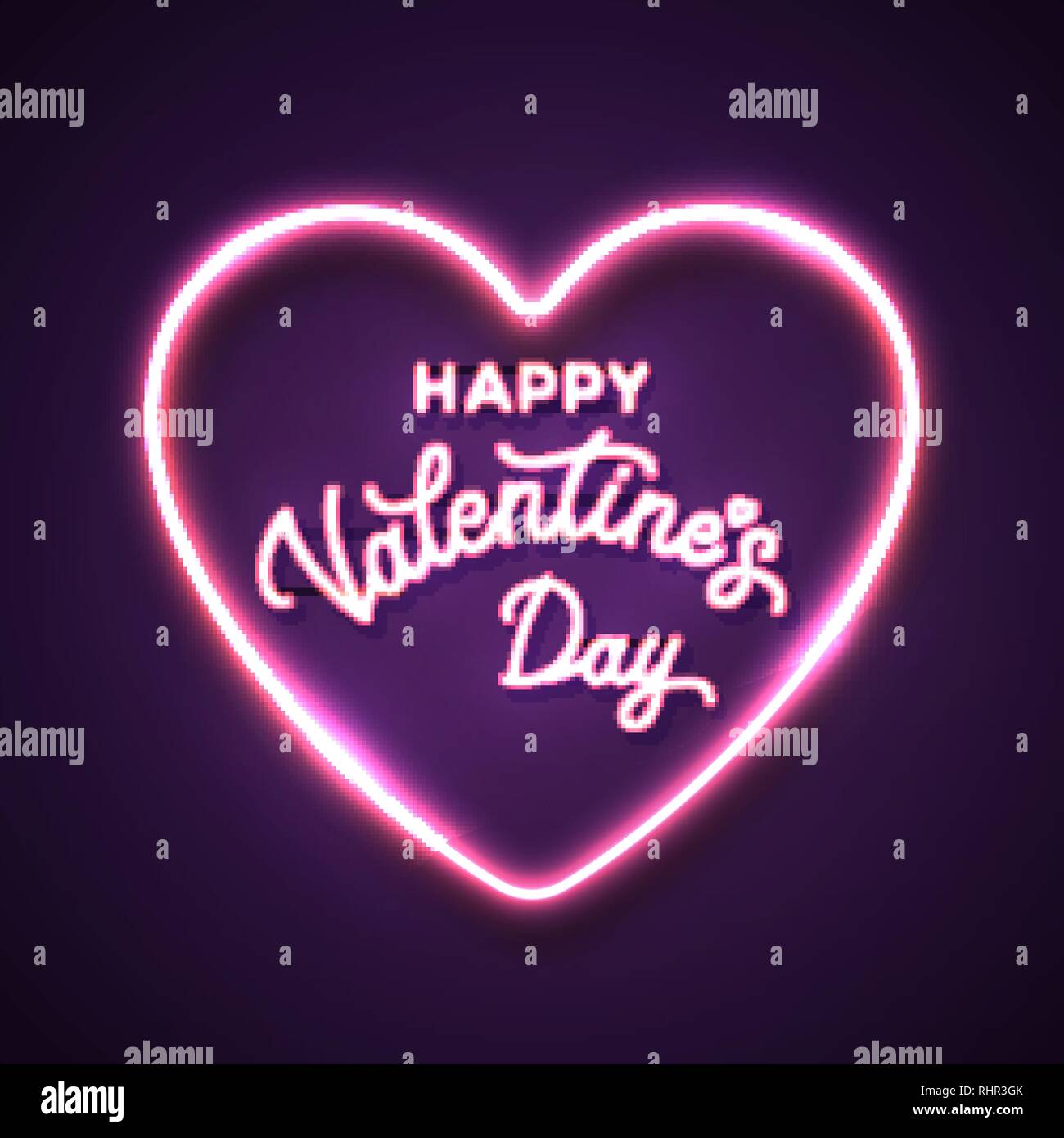 Happy Valentines Day. Neon script lettering text. Stock Vector