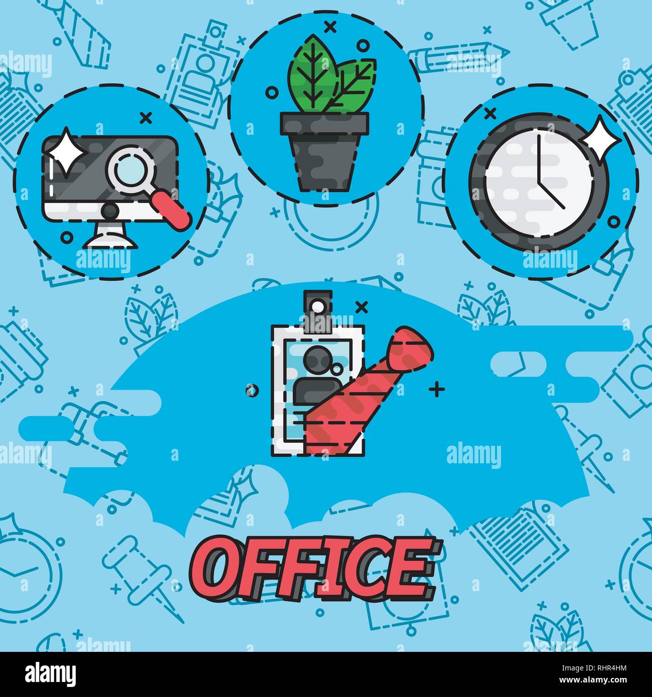 Office flat concept icons. Vector illustration, EPS 10 Stock Vector