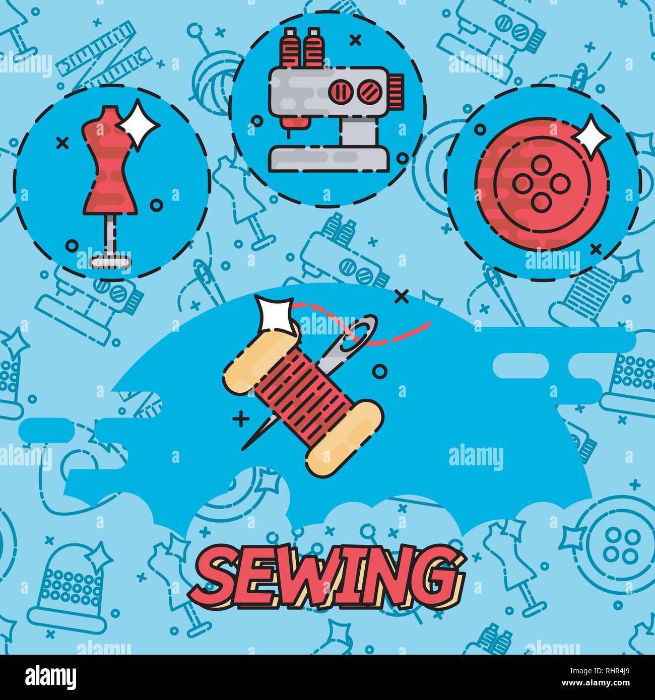 Sewing and tailoring materials Stock Vector Images - Alamy