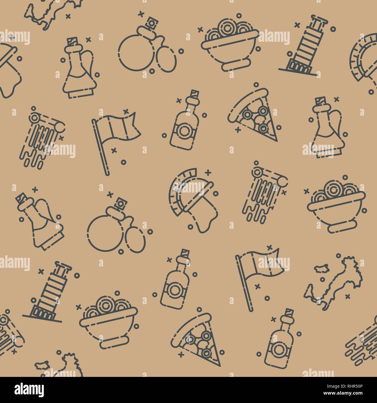 Italy Icons Design Travel Concept Pattern. Vector illustration, EPS 10 Stock Vector