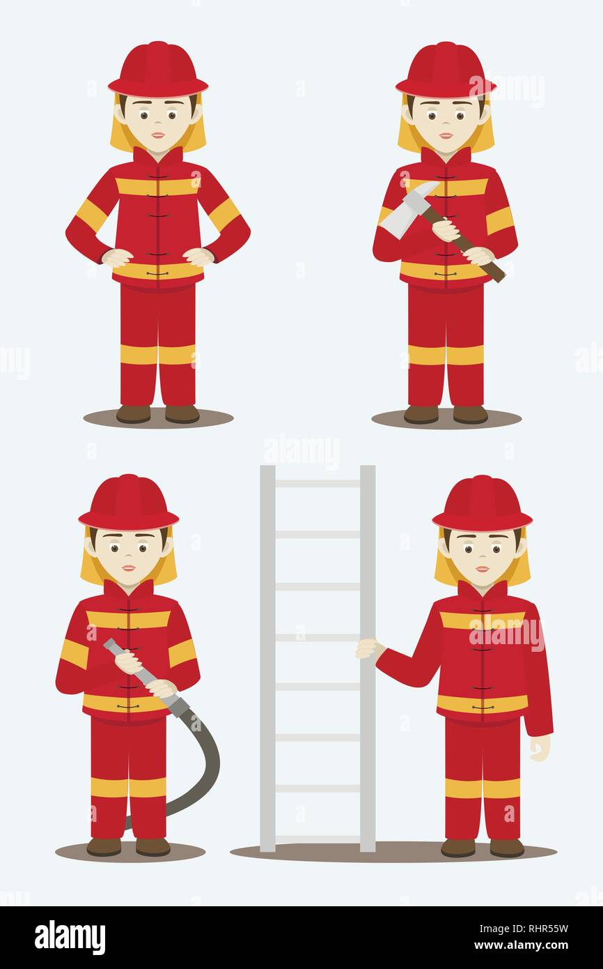 Fireman. A fireman spraying a water hose. Vector illustration, EPS 10 ...