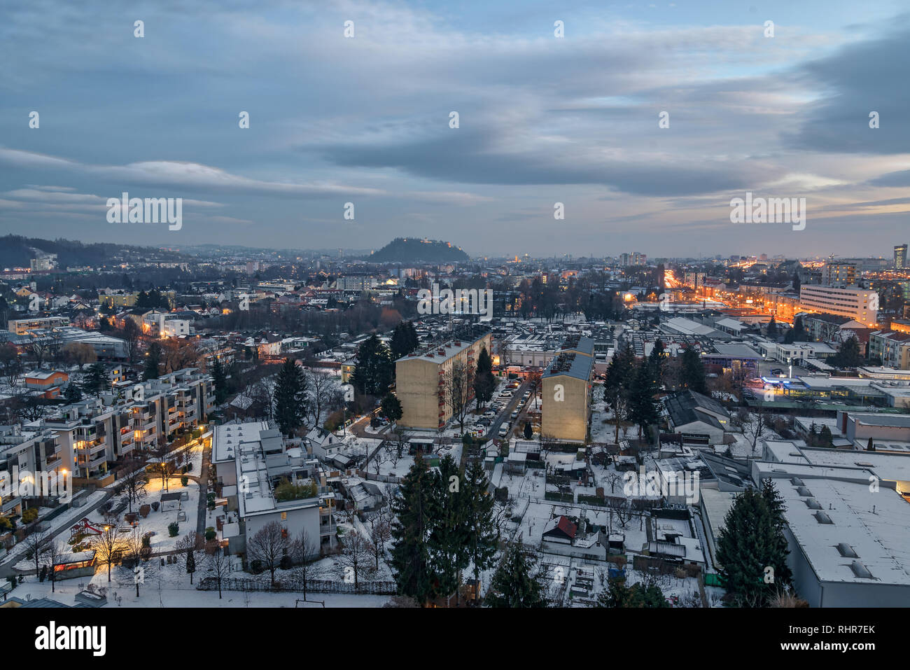 Graz Cityscape Winter Stock Photo