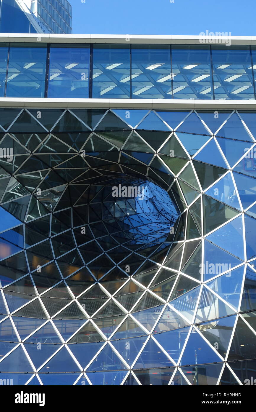 The unique glass roof of the MyZeil Shopping Mall in Frankfurt Am Maim. Stock Photo