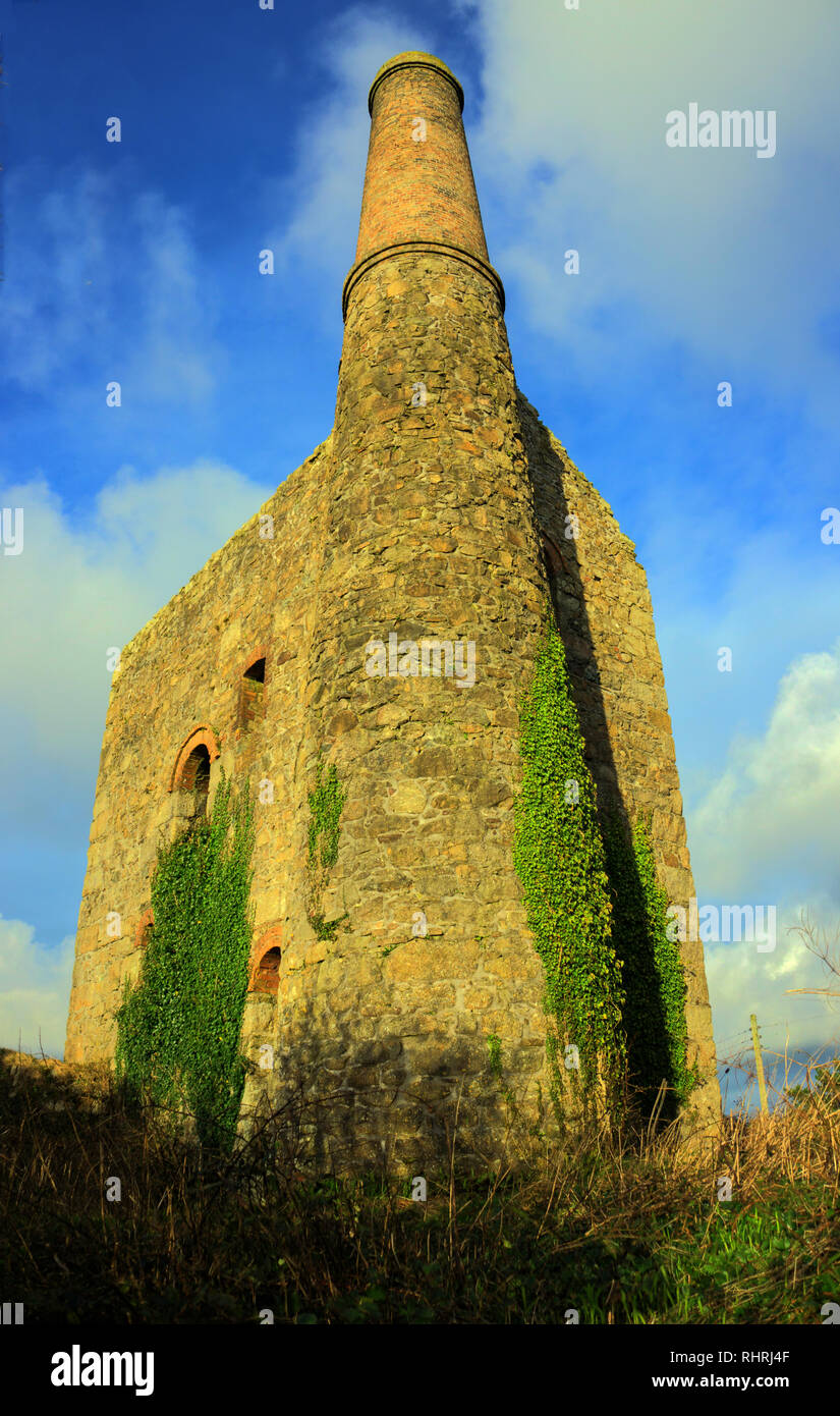 Engine House South Condurrow Mine, Troon, Camborne, Cornwall UK Stock