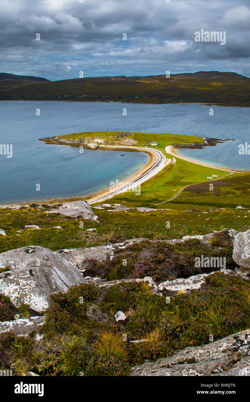 Peninsula Ard Neakie With Lime Kilns At Loch Eriboll In Scotland Stock Photo
