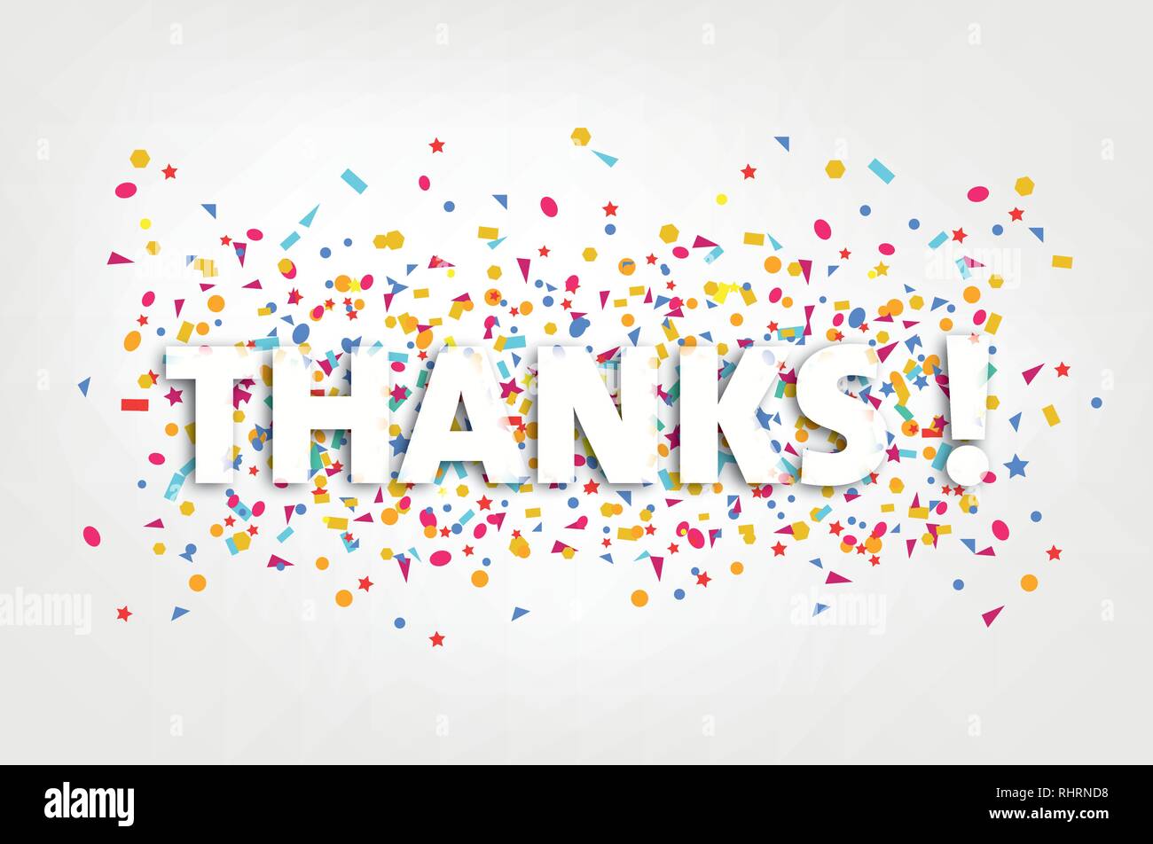 thanks, thank you card with colorful confetti Stock Vector Image & Art