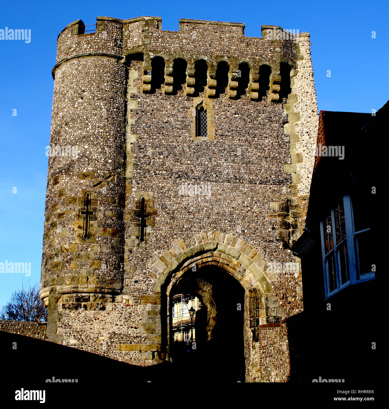 Lewes castle barbican, UK Stock Photo