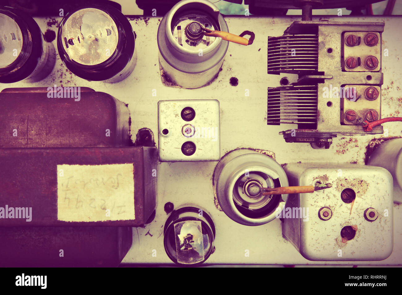 Detail of the internal mechanisms of an old radio Stock Photo Alamy