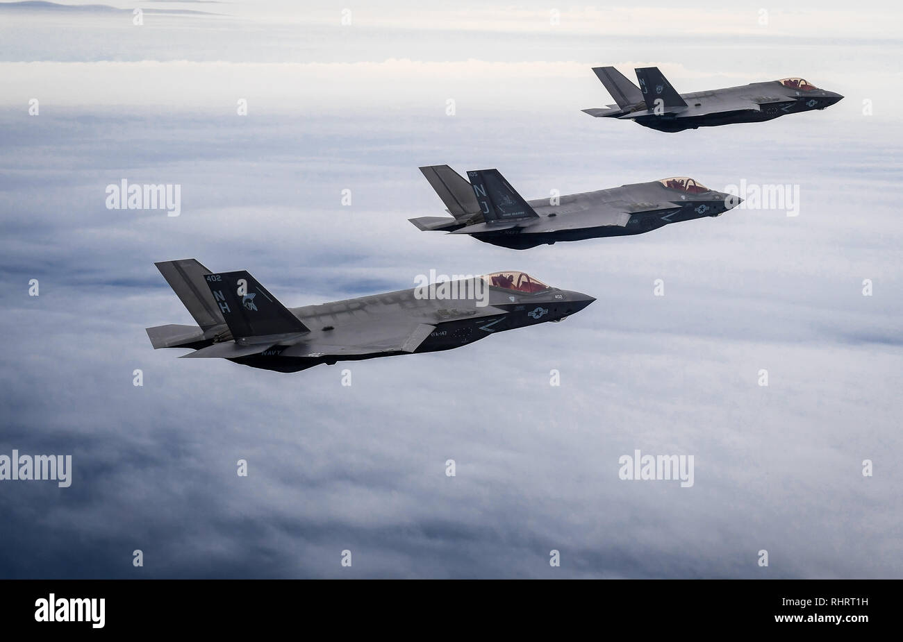 EGLIN AIR FORCE BASE, Fla. (Feb. 1, 2019) Three F35C Lightning II