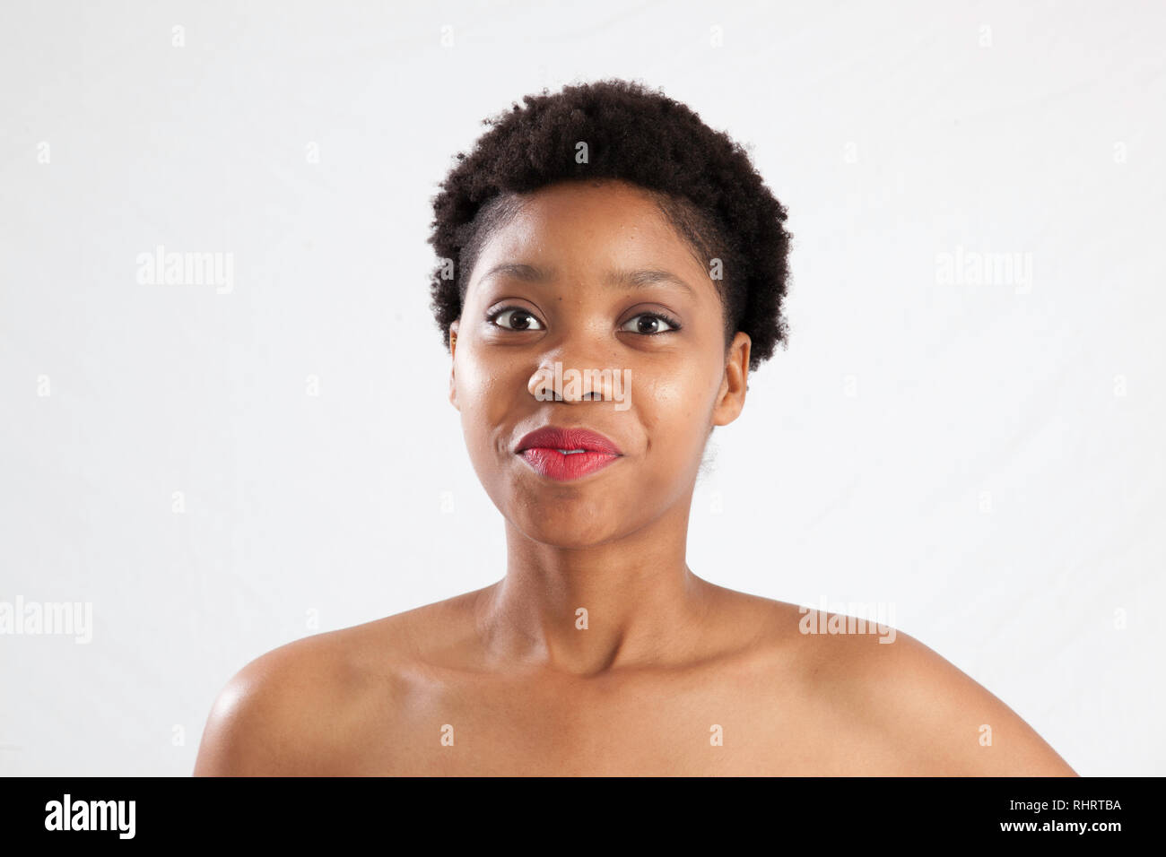 Lovely Black woman with bare shoulders Stock Photo - Alamy