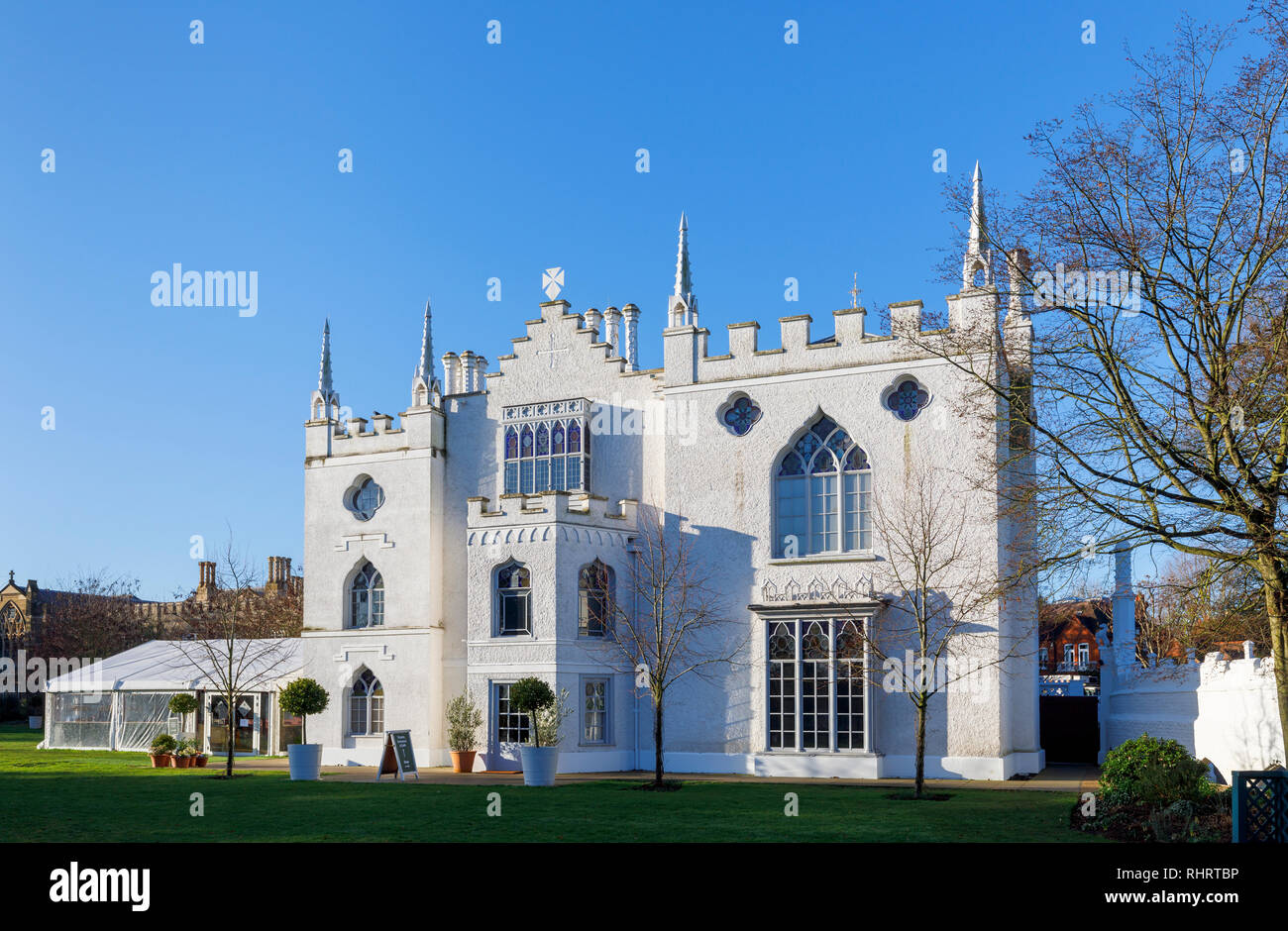 White walls of Strawberry Hill House, a Gothic Revival villa built in