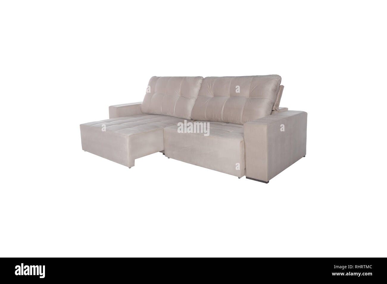 Modern White Suede Couch Sofa Isolated On White Background Stock