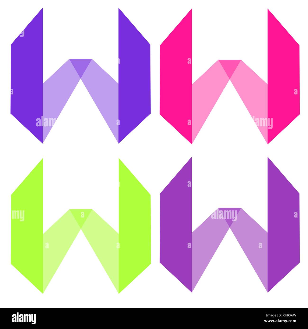 creative abstract logo from rectangles in perspective with shadows color set Stock Vector