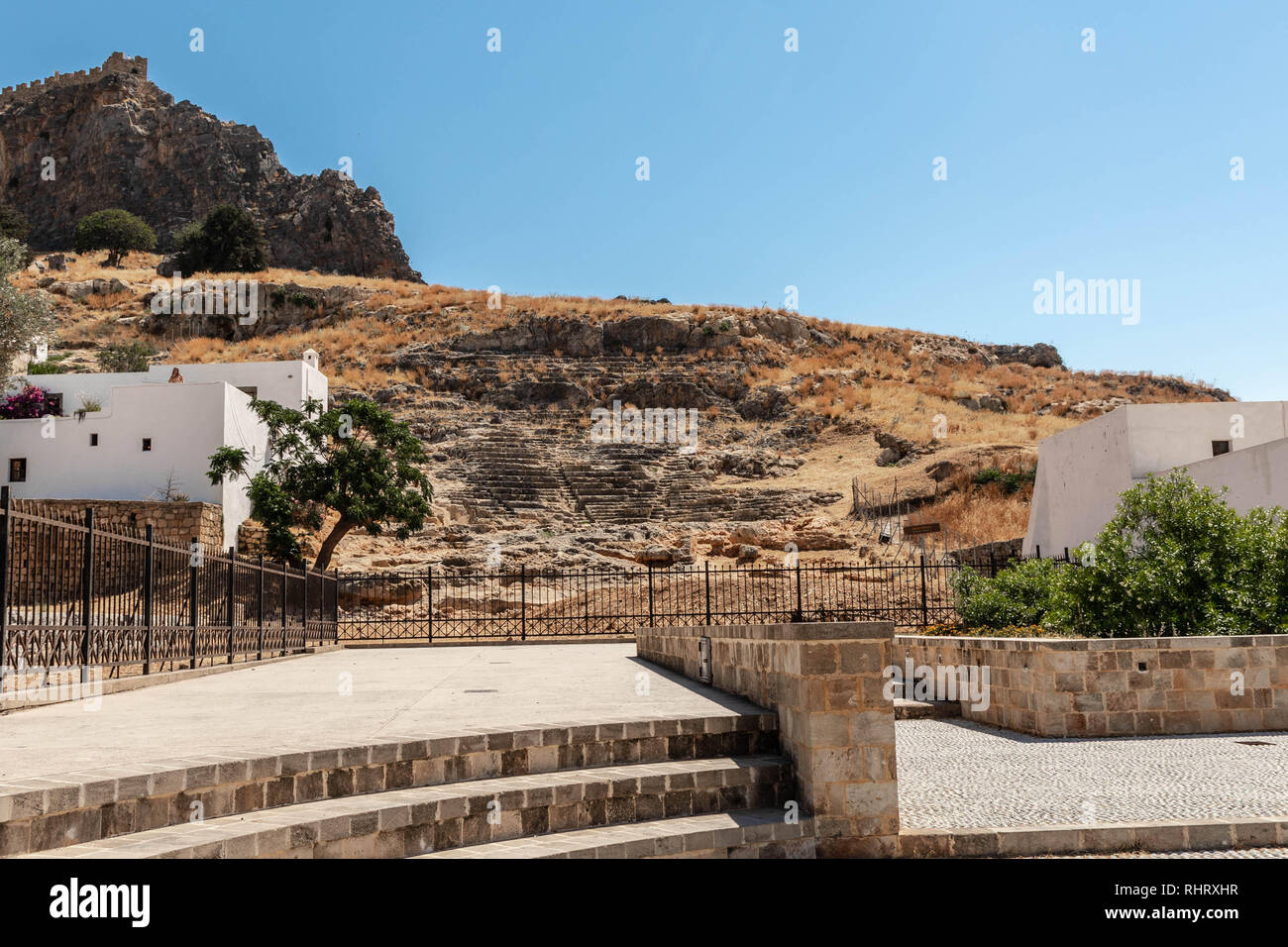 Tetrastoon (τετράστῳον, 'four arcades') is a historical courtyard enclosed by four porticoes (a structure consisting of four pillars). Stock Photo