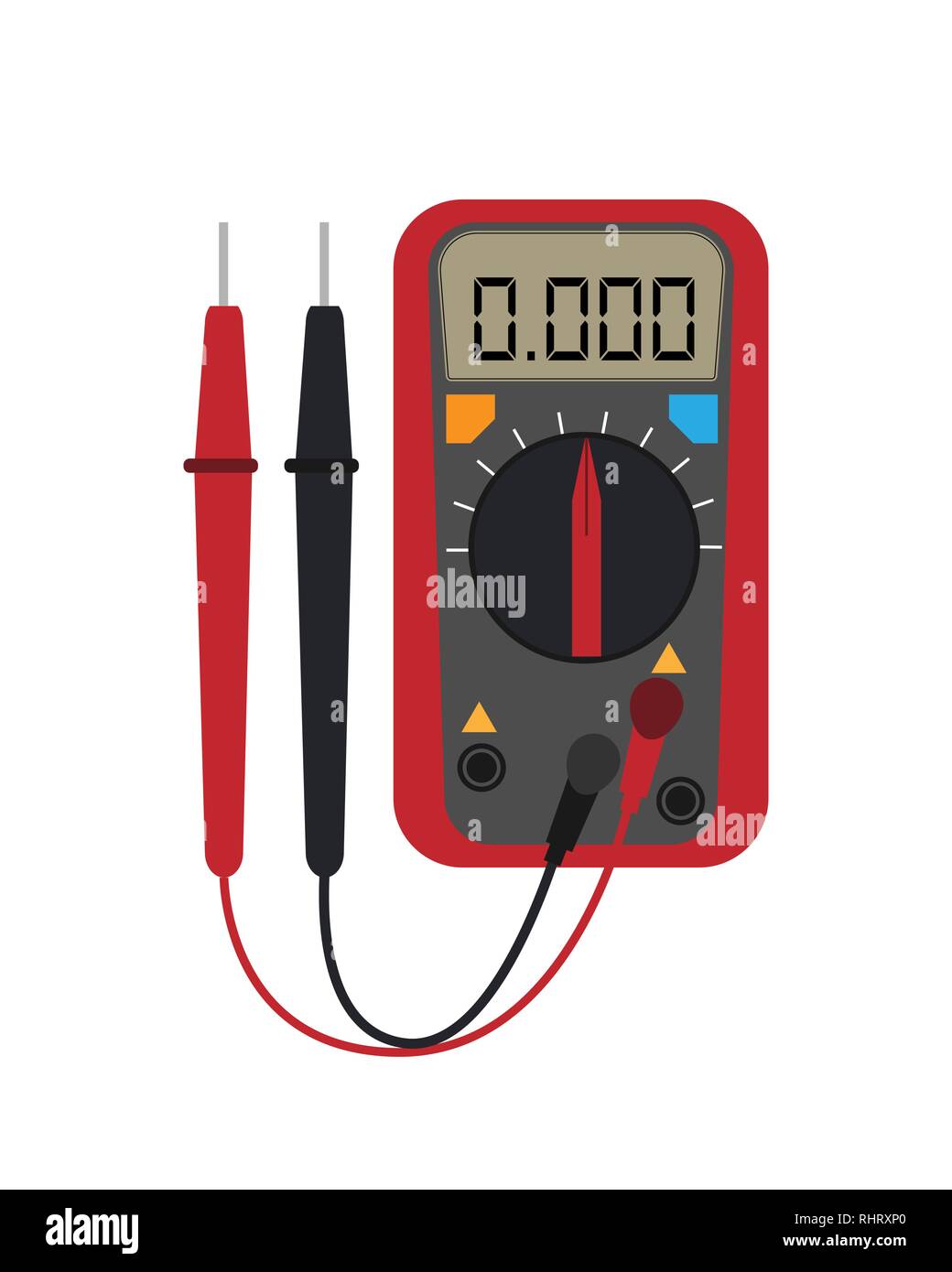Digital multimeter. Electrical measuring instrument: voltage, amperage, ohmmeter, power. Flat style, vector illustration Stock Vector
