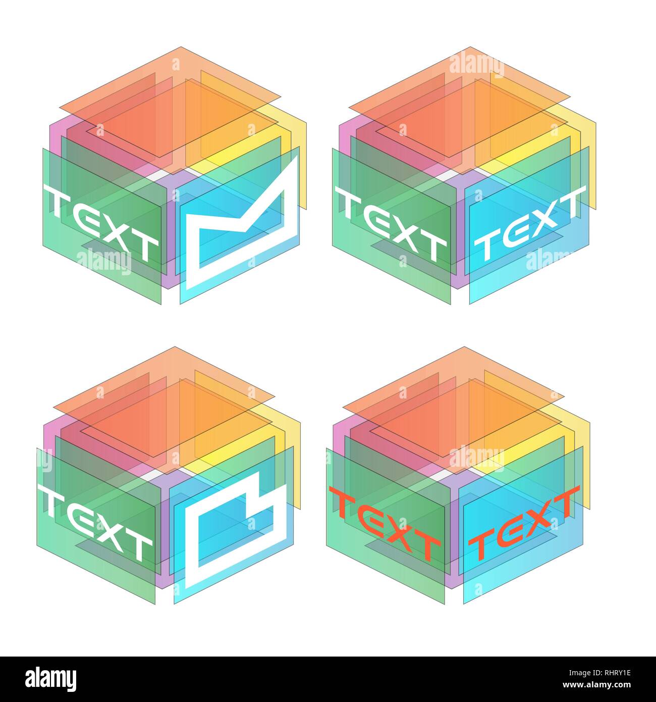 abstract logo from rectangles in perspective color Stock Vector