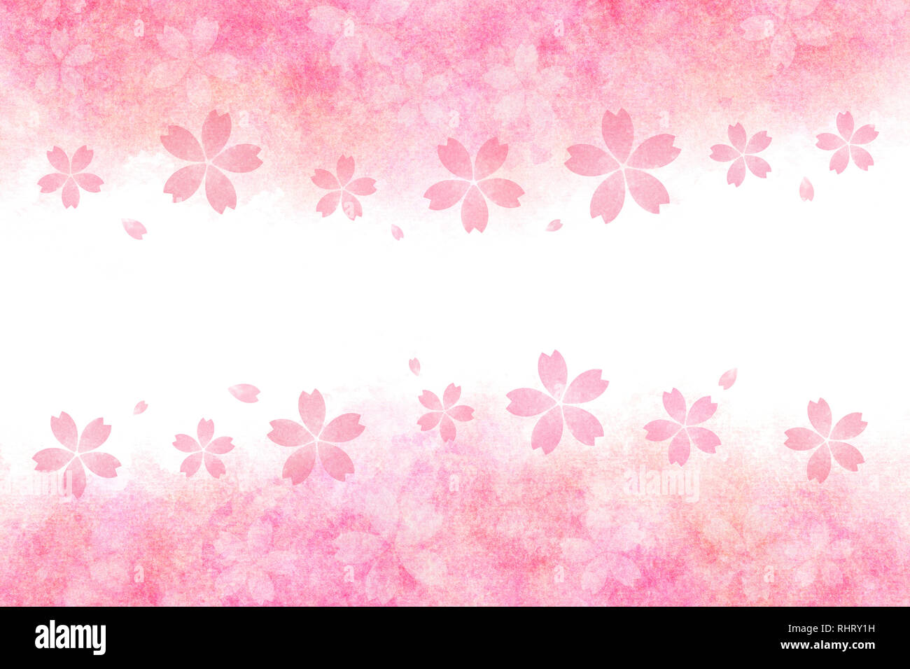 Japanese Pink Cherry Blossom Watercolor Abstract Or Vintage Paint