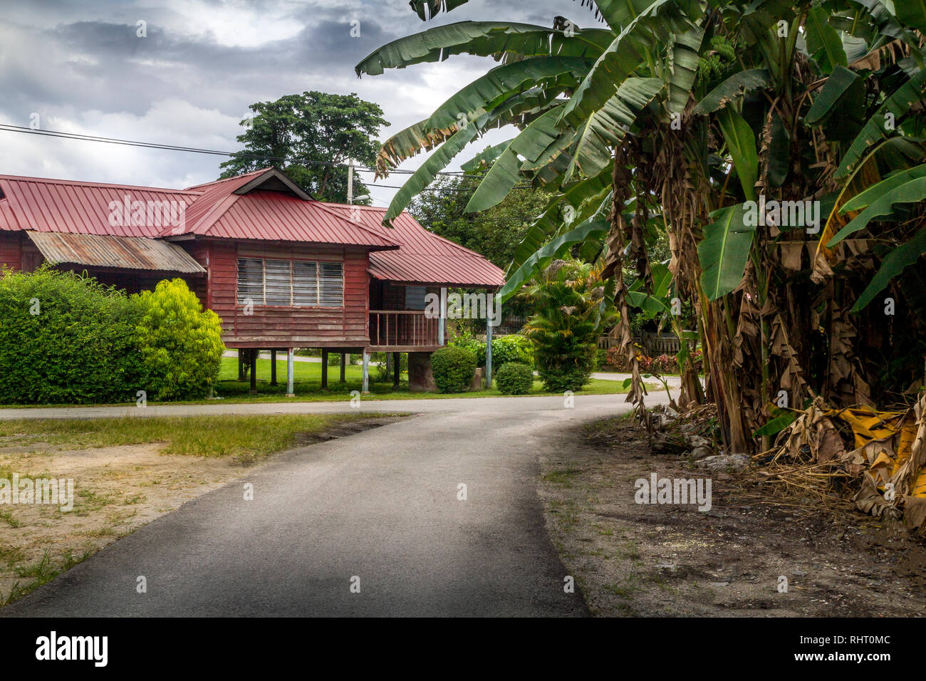 Traditional Malay house in kampung of Malaysia Stock Photo