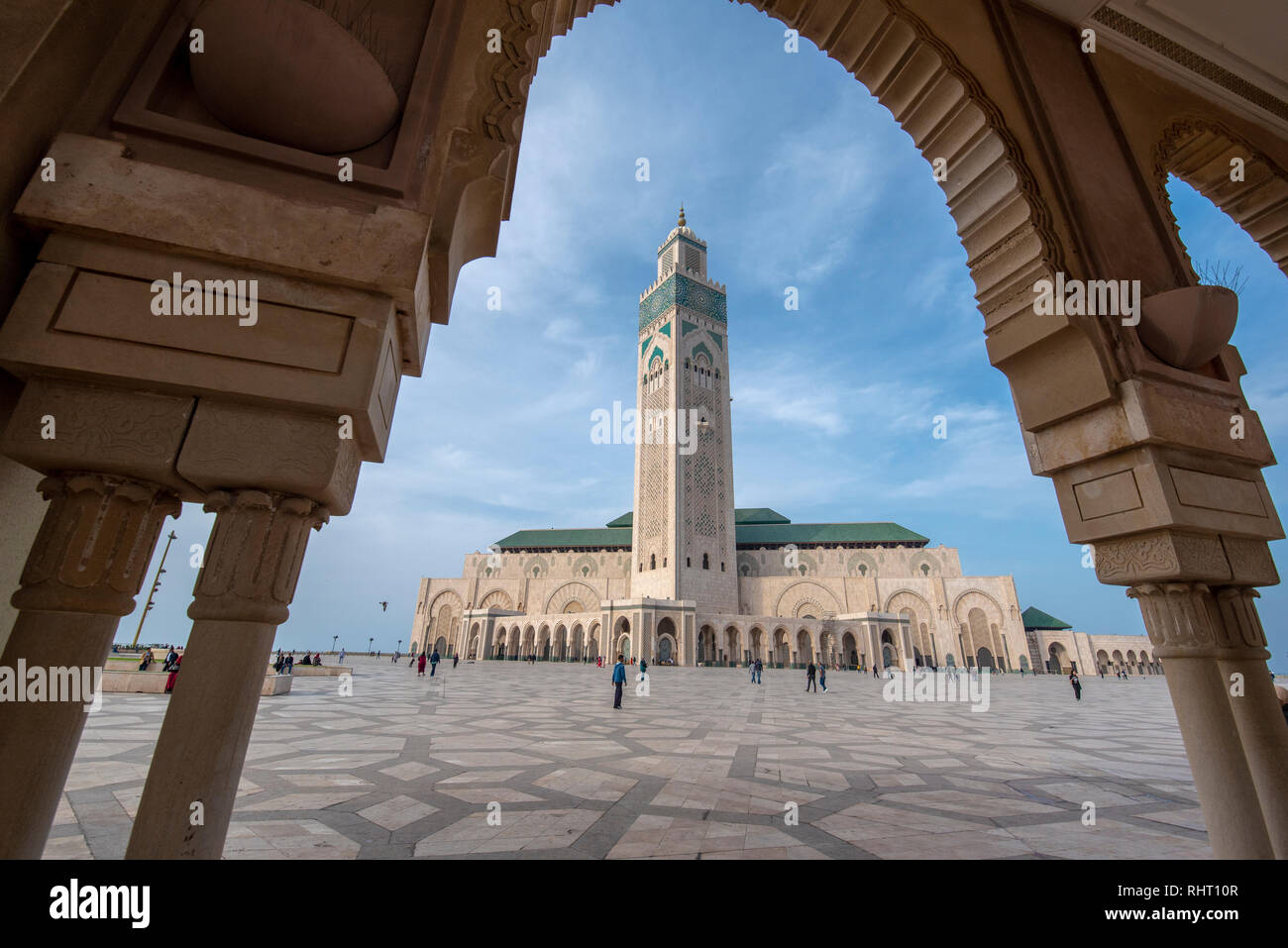 The Hassan II Mosque at the night. The largest mosque in Morocco and one of the most beautiful. the 13th largest in the world. Casablanca, Morocco Stock Photo