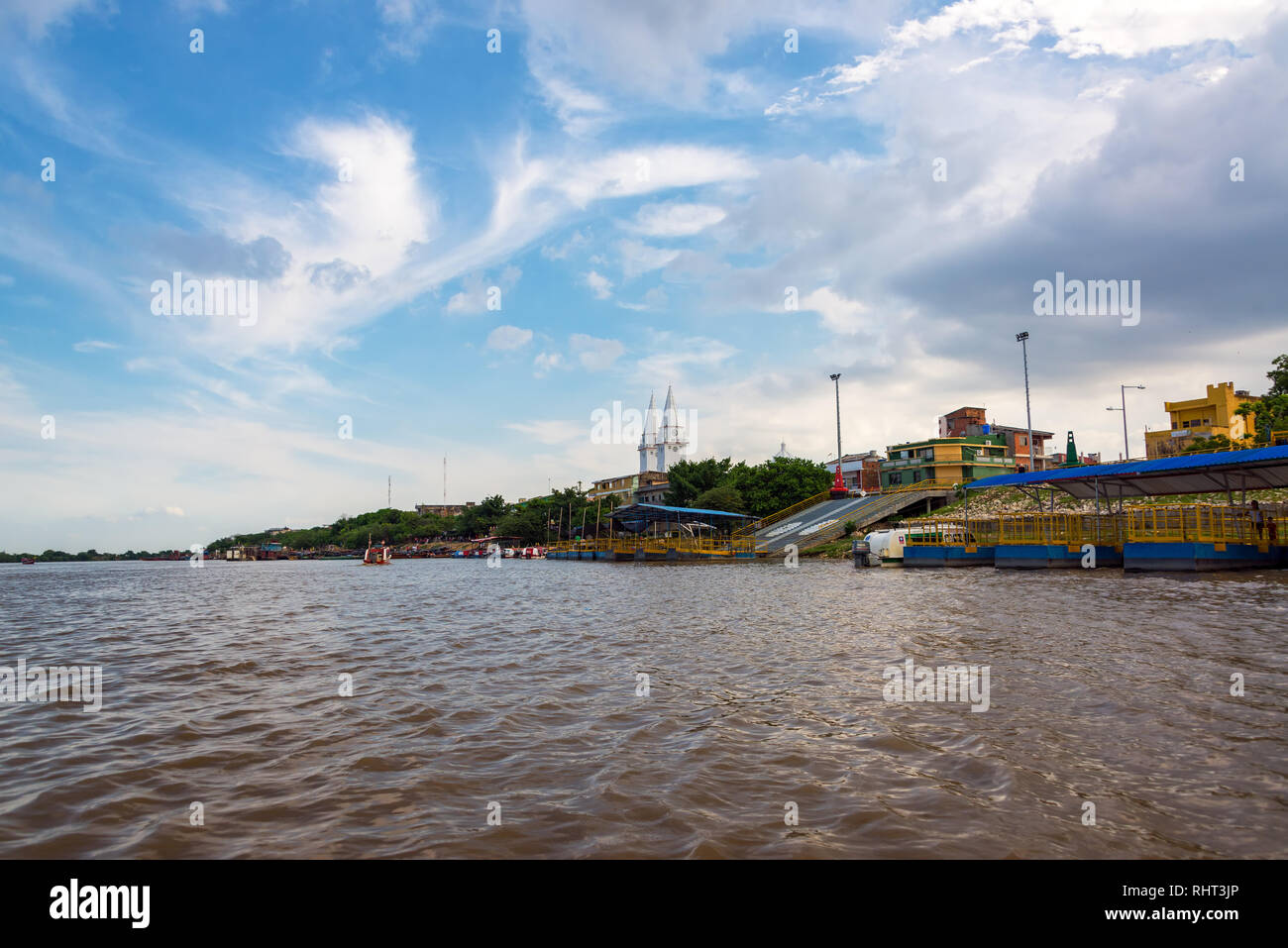 MAGANGUE, COLOMBIA - MAY 26: Port of Magangue, Colombia on the Magdalena River on May 26, 2016 Stock Photo