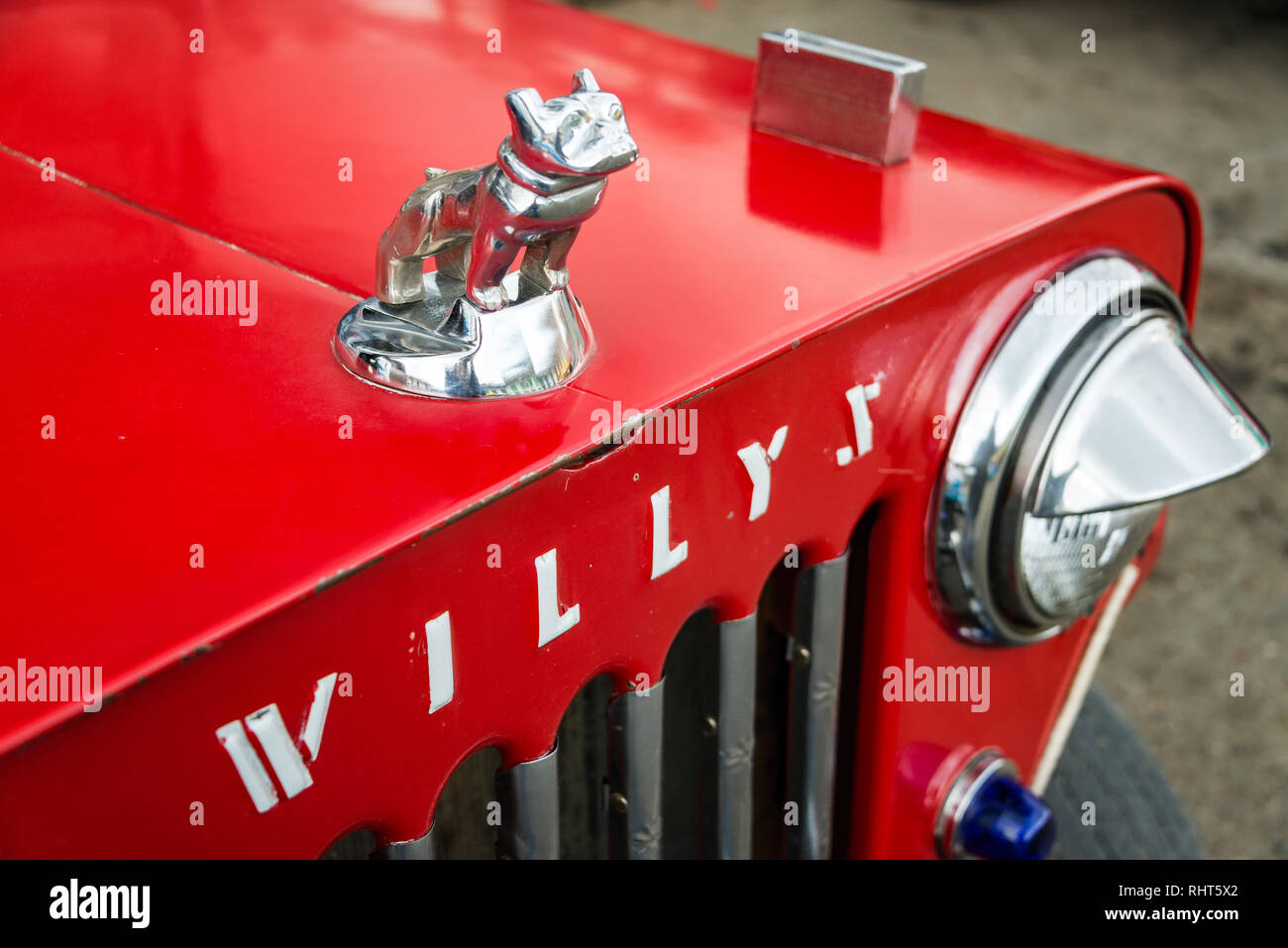 SALENTO, COLOMBIA JUNE 6 Bulldog hood ornament on a Willys Jeep in
