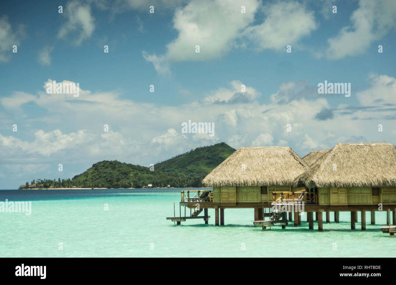 View Of The Over Water Bungalows At Pearl Beach Resort In Bora