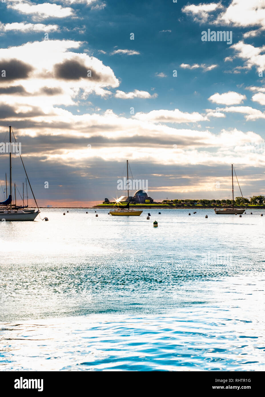 Lake Michigan Boat Scene Stock Photo Alamy