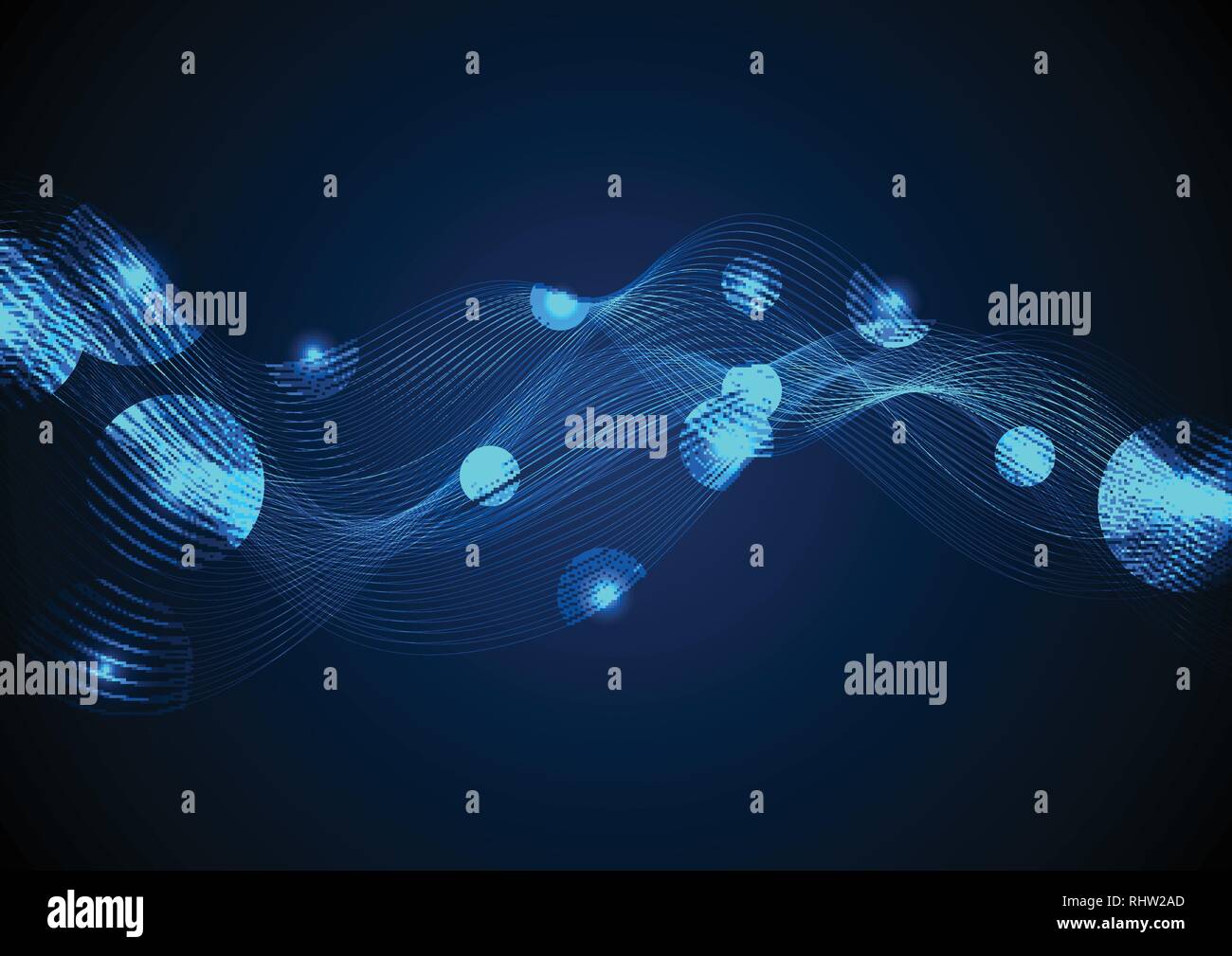 Dark blue glowing curved lines waves background. Vector design Stock ...
