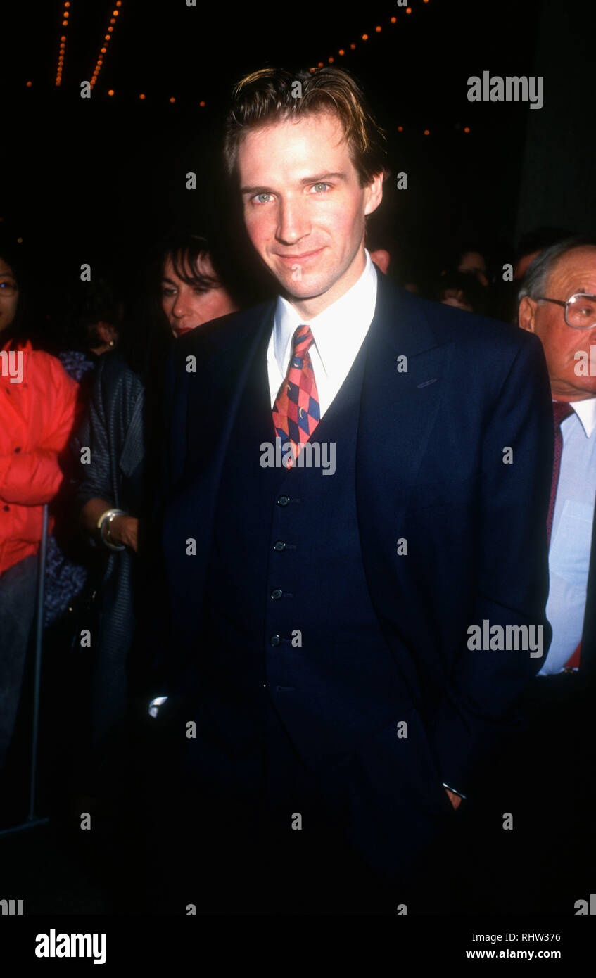 CENTURY CITY, CA - DECEMBER 9: Actor Ralph Fiennes attends Universal Pictures' 'Schindler's List' Premiere on December 9, 1993 at Cineplex Odeon Century Plaza Cinemas in Century City, California. Photo by Barry King/Alamy Stock Photo Stock Photo