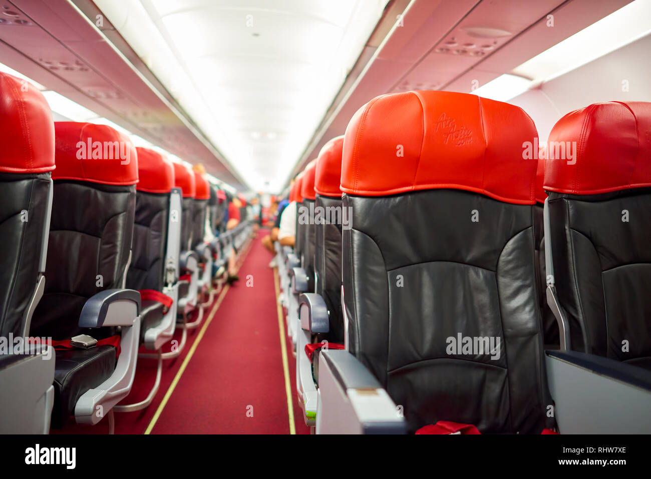 KUALA LUMPUR, MALAYSIA - MAY 02, 2014: interior of AirAsia Airbus A320