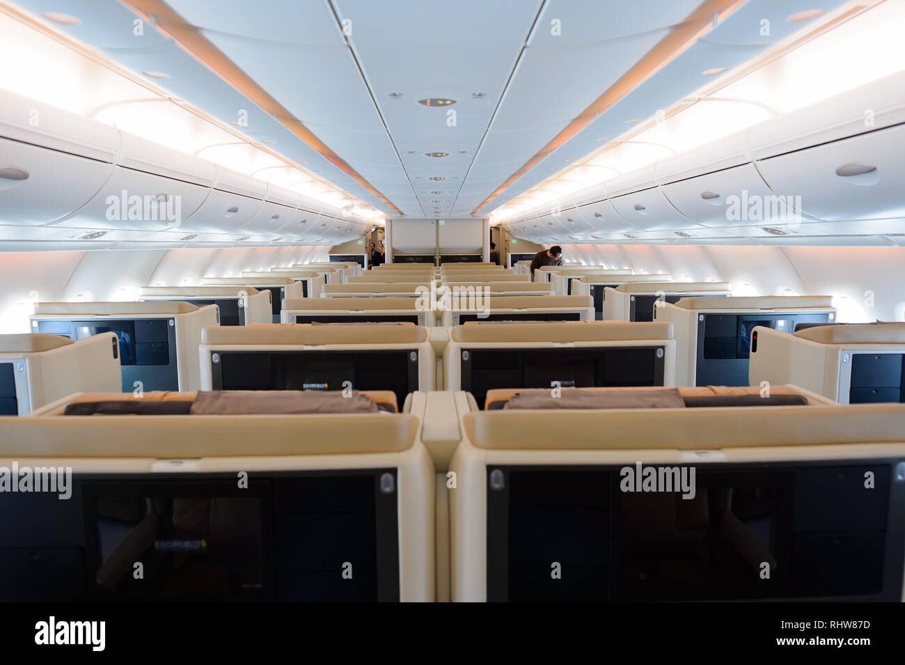 Hong Kong November 03 2015 Interior Of Singapore Airlines