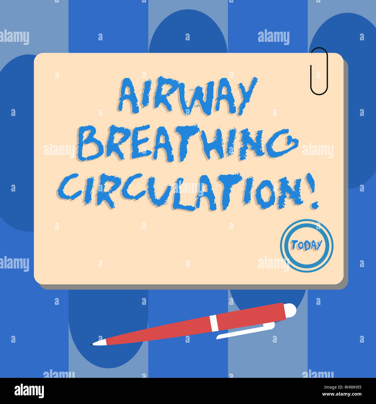 Writing note showing Airway Breathing Circulation. Business photo  showcasing Memory aid for rescuers performing CPR Square Color Board with  Magnet Cli Stock Photo - Alamy