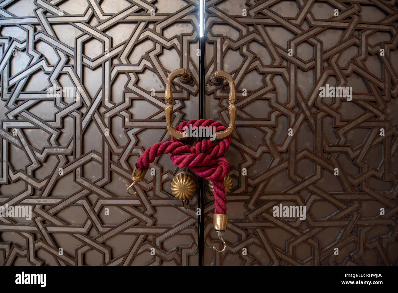 Casablanca, Morocco. Hassan II Mosque interior corridor with columns