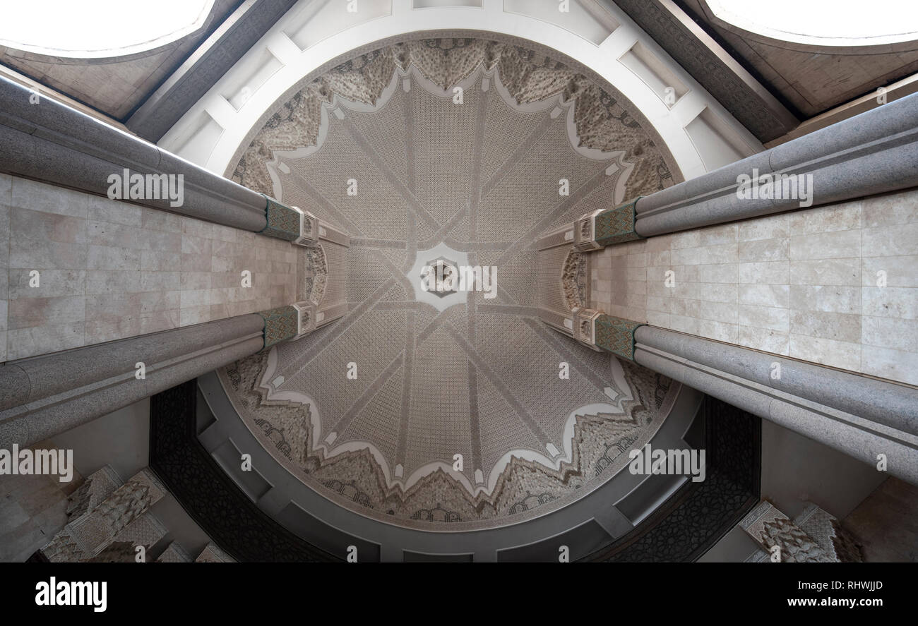 Casablanca, Morocco. Hassan II Mosque interior corridor with columns