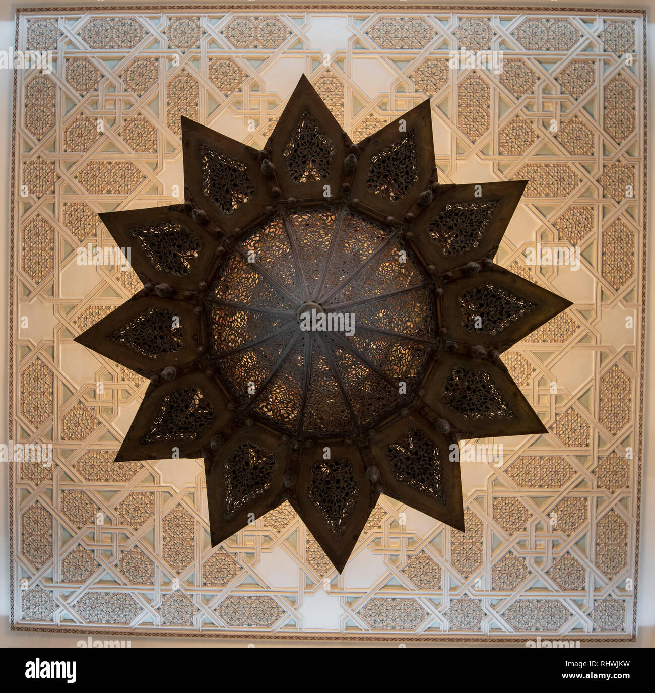Casablanca, Morocco. Hassan II Mosque interior corridor with columns