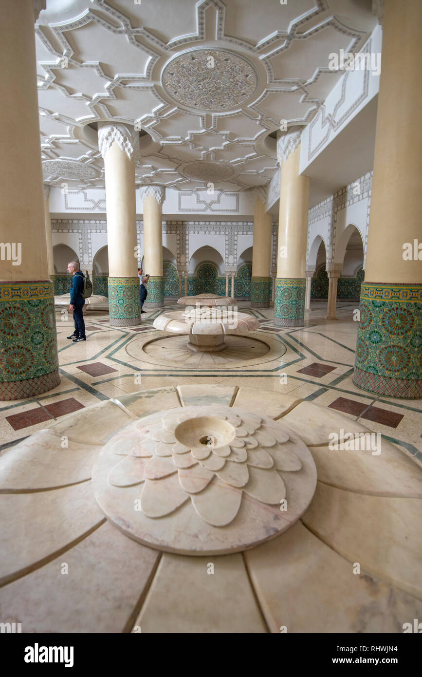 Inside Hassan Ii Mosque Interior Corridor With Columns