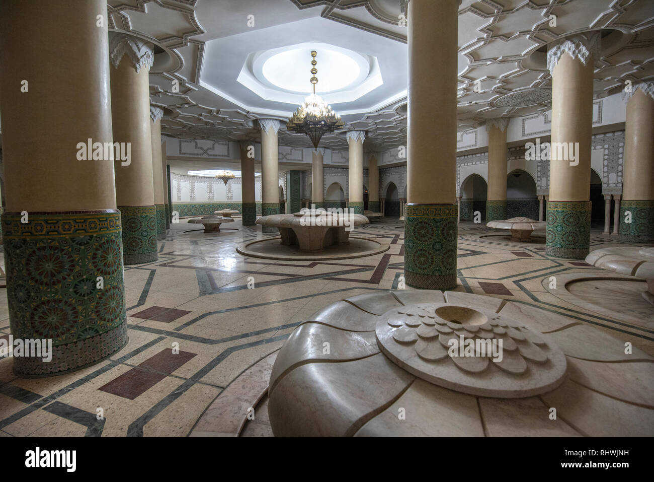 Inside Hassan Ii Mosque Interior Corridor With Columns
