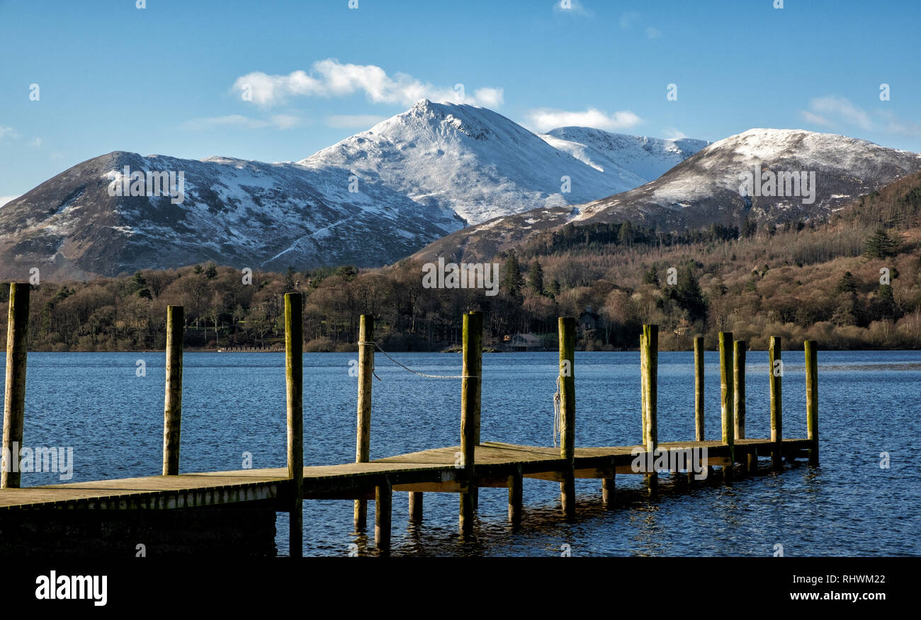 Boat landings on Derwent Water at Keswick, Lake District, Cumbria