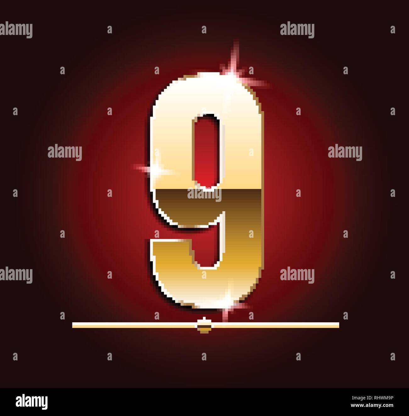 9th Lettering Gold High quality gold-effect vector letters. Vector illustration Stock ...