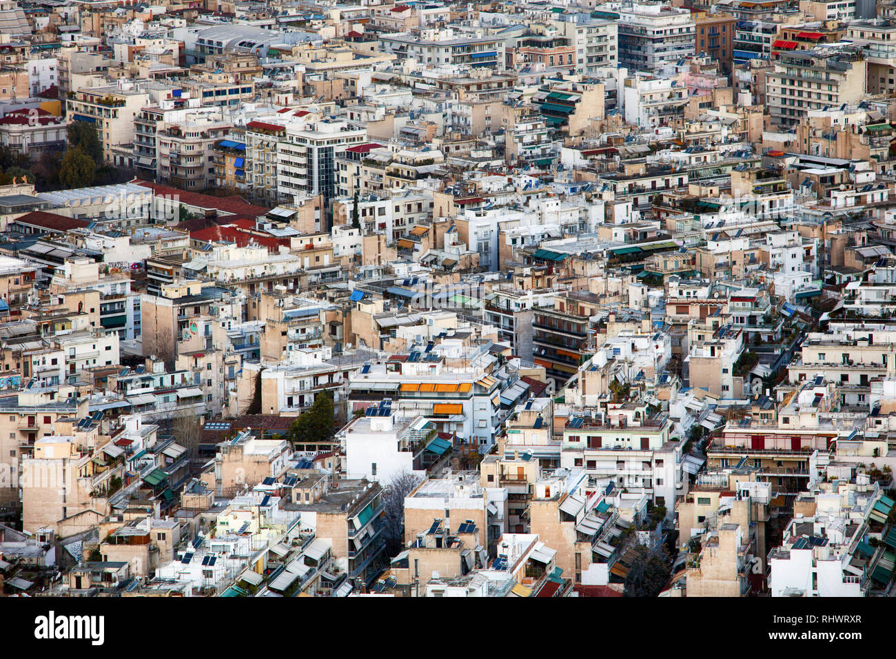 Aerial view of Athens as seen from Lycabettus hill, Athens historic center, Attica, Greece Stock Photo