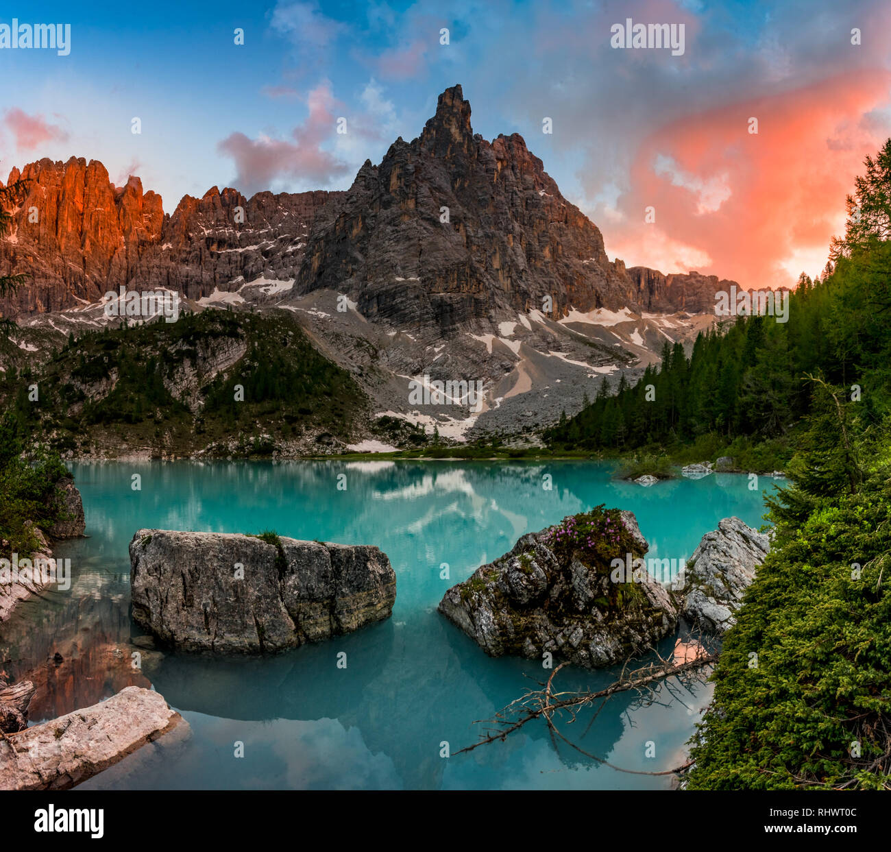 a stunning sunset at Lago di Sorapis. the day before the seasons started in  the local