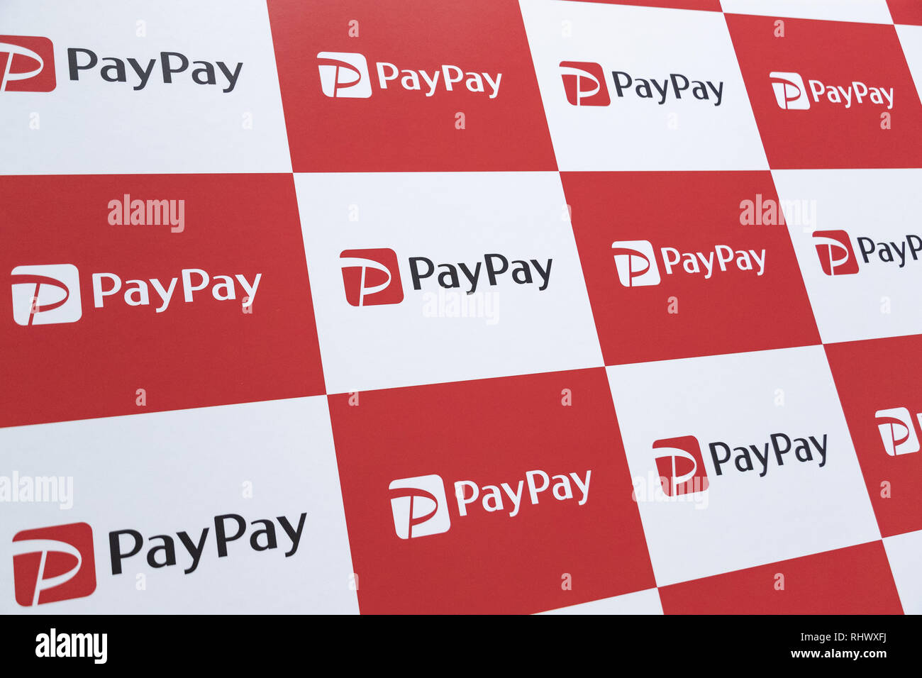 https www alamy com tokyo japan 4th feb 2019 paypay logos on display during news conference to announce a new promotion 10billion campaign for their smartphone payment service paypay users which is set to start from february 12 to may 31 paypay is a smartphone payment service supported by japanese companies including softbank and yahoo japan that can be used to shop in stores and restaurants in japan credit rodrigo reyes marinzuma wirealamy live news image234753558 html