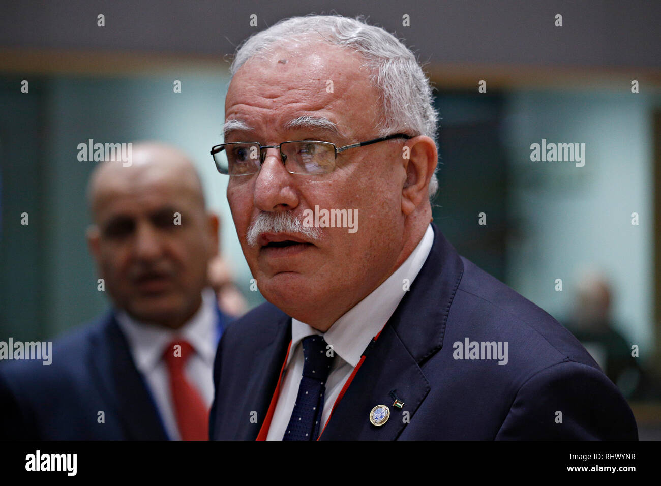 Brussels, Belgium. 4th Feb. 2019.  Palestinian authority Foreign Minister Riyad al-Maliki  attends in 5th EU-League of Arab States (LAS) Ministerial Meeting. Alexandros Michailidis/Alamy Live News Stock Photo