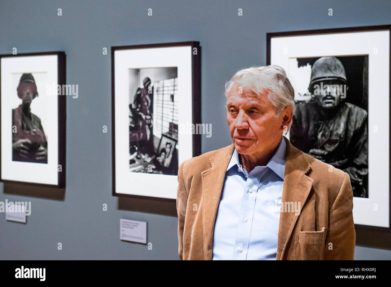 London, UK. 4th February, 2019. Sir Don McCullin - A retrospective of the British photographer Sir Don McCullin at Tate Britain. With over 250 photographs, all printed by the artist himself in his own darkroom. Often taken at great personal risk, his conflict photographs are shown alongside his work in documentary photography, his travel assignments and his long term engagement with landscape and still life. The exhibition runs from 5 Feb to 6 May 2019. Credit: Guy Bell/Alamy Live News Stock Photo
