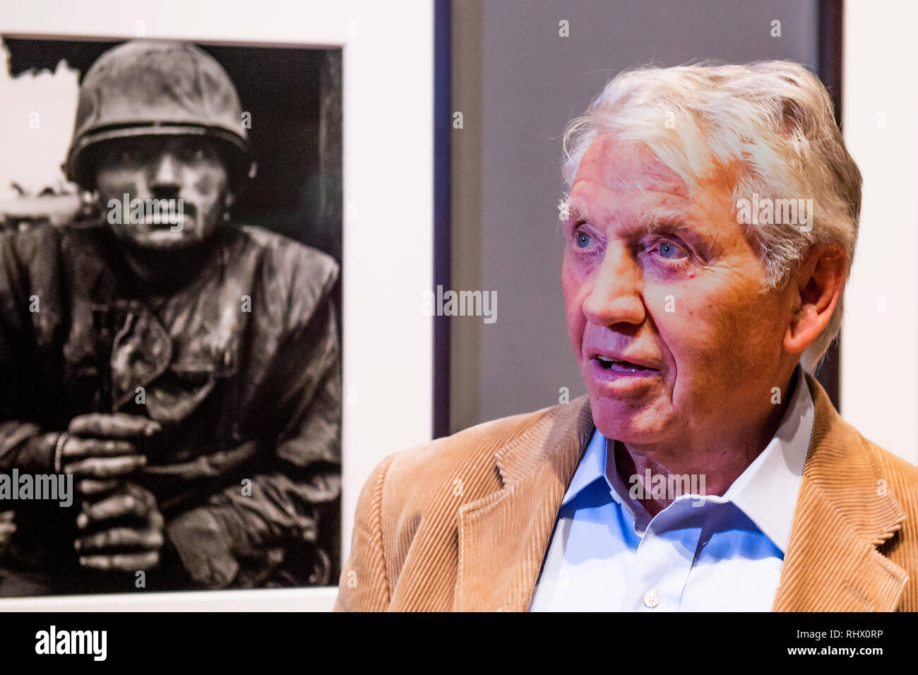 London, UK. 4th February, 2019. Sir Don McCullin - A retrospective of the British photographer Sir Don McCullin at Tate Britain. With over 250 photographs, all printed by the artist himself in his own darkroom. Often taken at great personal risk, his conflict photographs are shown alongside his work in documentary photography, his travel assignments and his long term engagement with landscape and still life. The exhibition runs from 5 Feb to 6 May 2019. Credit: Guy Bell/Alamy Live News Stock Photo