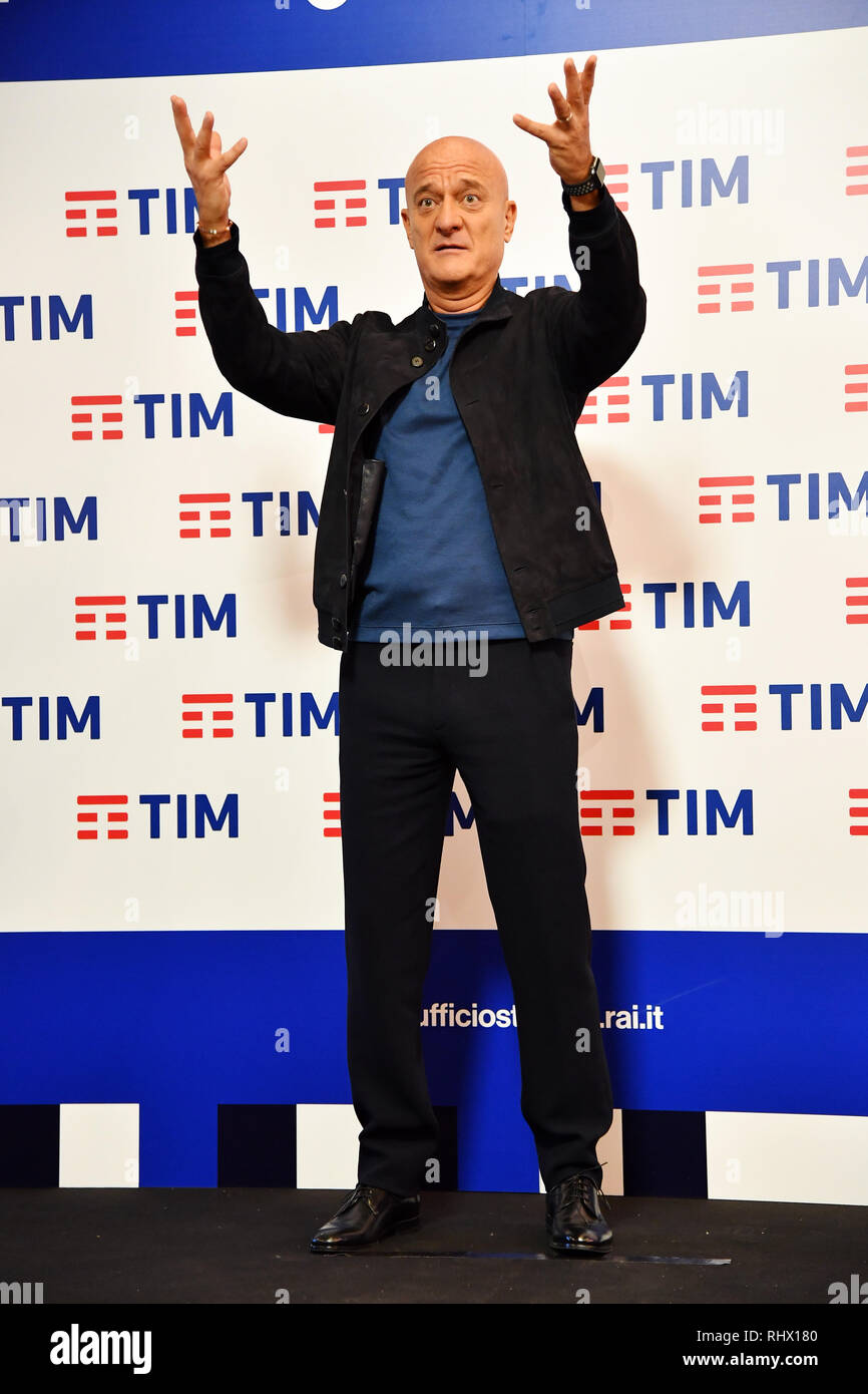 Gian Mattia D'Alberto / lapresse 04-02-2019 Sanremo IM Spettacolo 69mo Festival della canzone italiana Conferenza stampa organizzazione nella foto: Claudio Bisio Gian Mattia D'Alberto / lapresse 2019-02-04 Sanremo IM 69th Italian song festival Organization press conference in the photo: Claudio Bisio Stock Photo