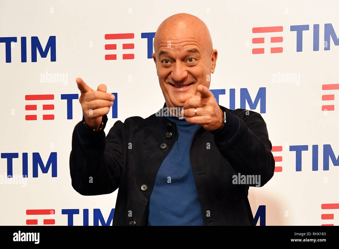 Gian Mattia D'Alberto / lapresse 04-02-2019 Sanremo IM Spettacolo 69mo Festival della canzone italiana Conferenza stampa organizzazione nella foto: Claudio Bisio Gian Mattia D'Alberto / lapresse 2019-02-04 Sanremo IM 69th Italian song festival Organization press conference in the photo: Claudio Bisio Stock Photo